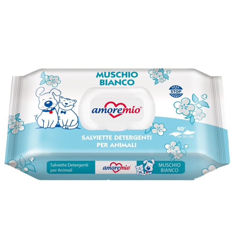 TOALLITAS HÚMEDAS AMOREMIO 40 UNIDS - MUSGO BLANCO