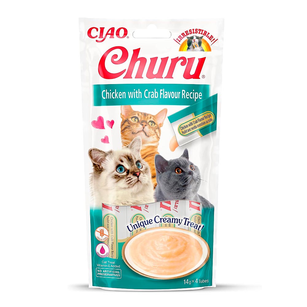 Churu Cat Pollo con Cangrejo - SNACKS PARA GATOS - Festín Felino