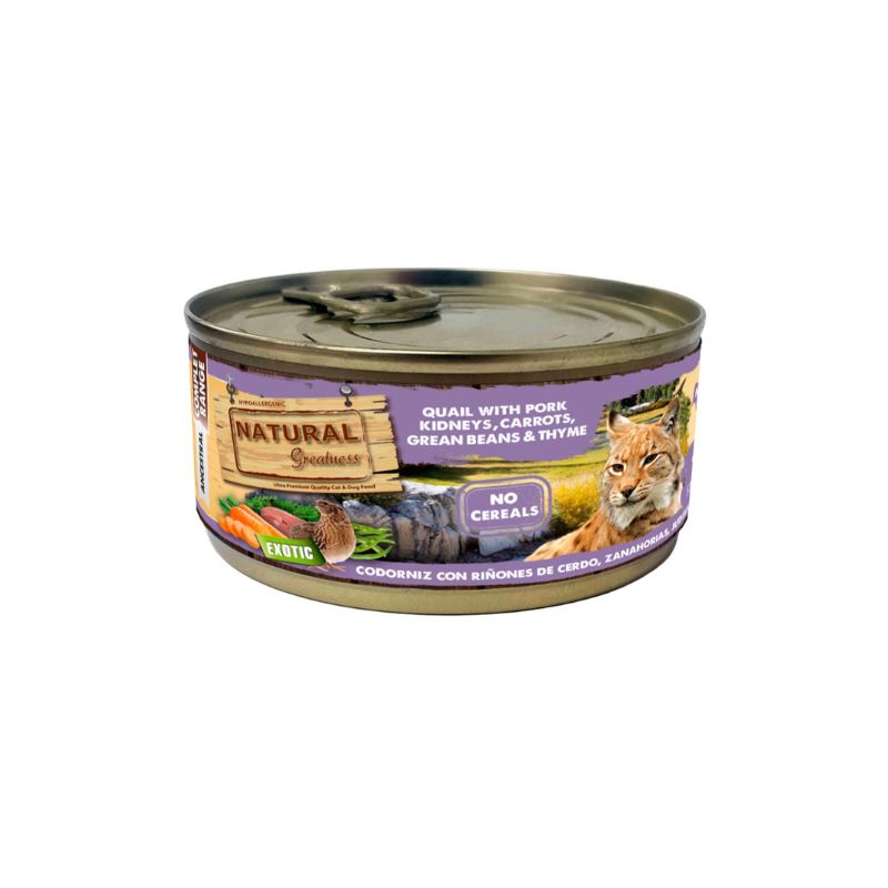 Natural Greatness Lata CODORNIZ CON RIÑONES DE CERDO, ZANAHORIAS, JUDÍAS Y TOMILLO